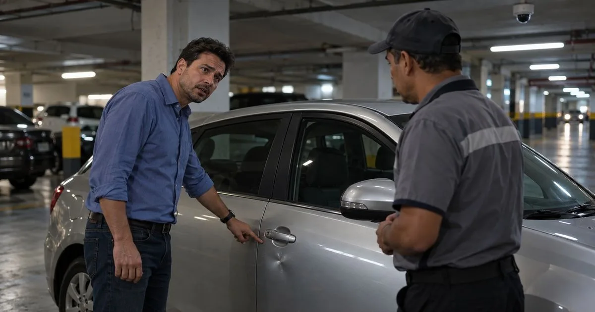 Ponto cego na câmera deixa dano em carro sem resposta imediata