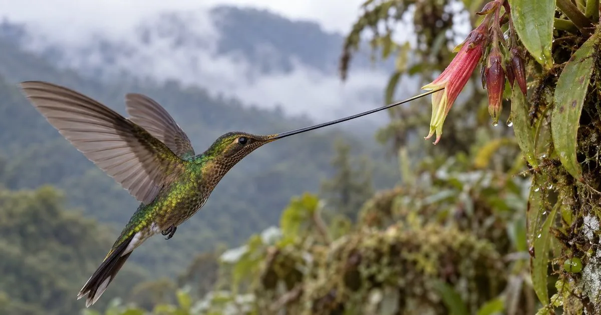 O bico do beija-flor bico-de-espada ajuda na alimentação e dificulta a higiene