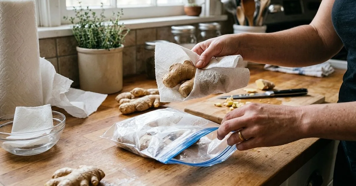 Gengibre pode ser guardado com papel umedecido e embalagem vedada