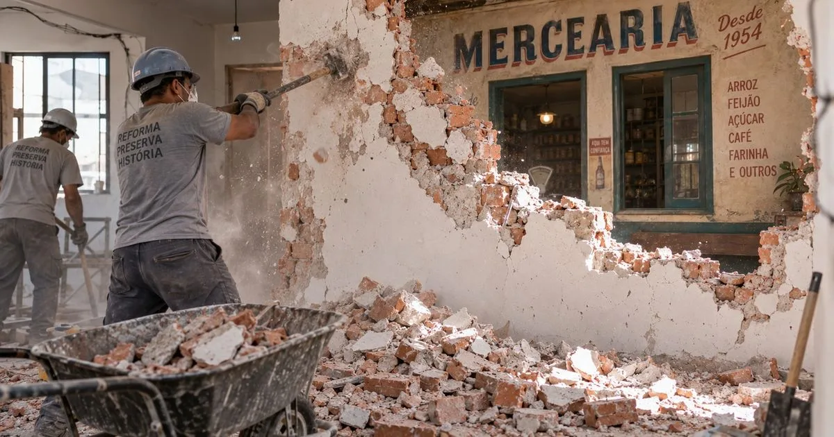 Reforma revela fachada de mercearia dos anos 1950 dentro de uma casa