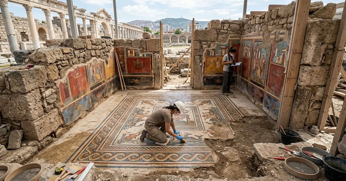 Salas com mosaicos e pinturas revelam novas camadas da antiga Esmirna
