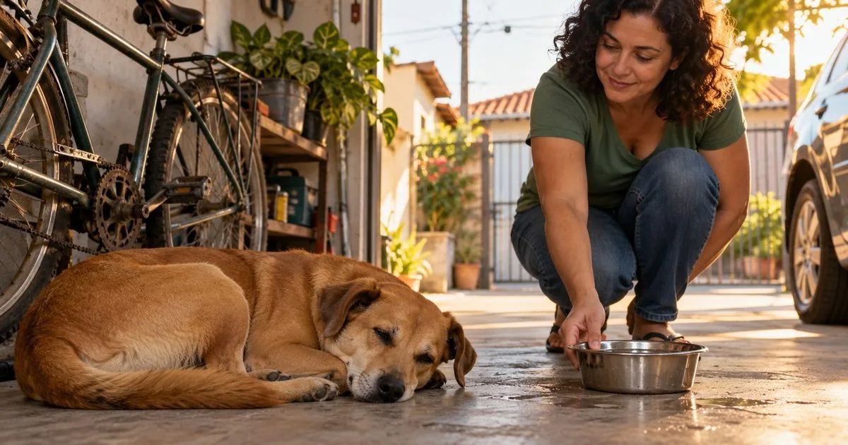 Tutor comprova vínculo e leva cachorro que visitava garagem de volta para casa