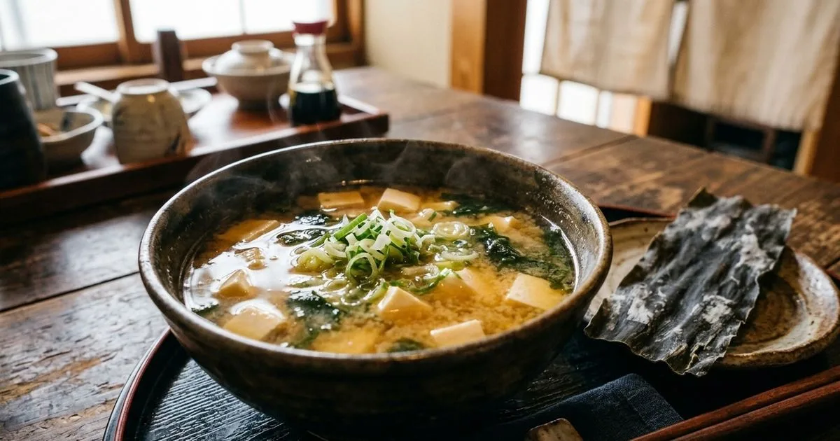 Dashi de kombu dá mais profundidade à sopa de missô