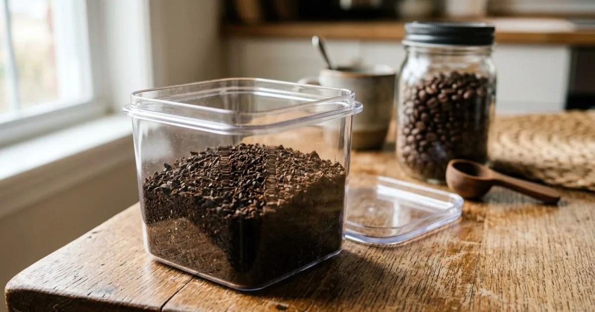 Borra de café seca pode ajudar a tirar cheiro de potes plásticos