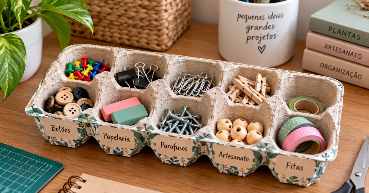 Reaproveite a embalagem de ovos para separar itens pequenos em casa