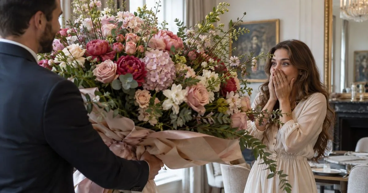 Etiqueta escondida revela erro na entrega de um arranjo de flores