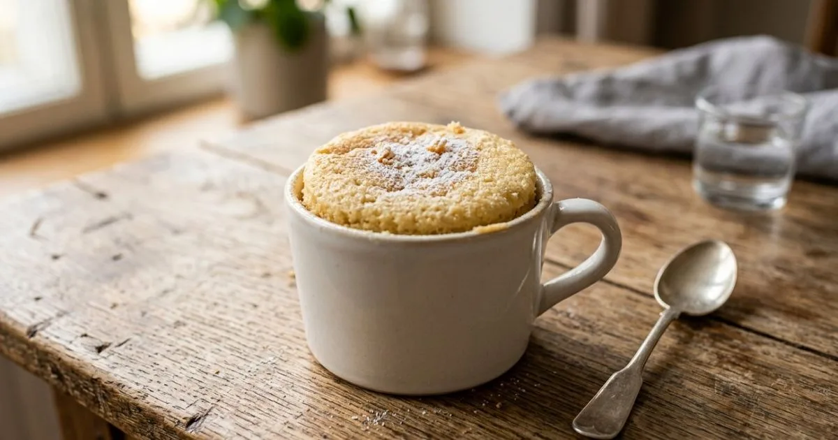 Bolo de caneca de baunilha fica pronto no micro-ondas em até um minuto
