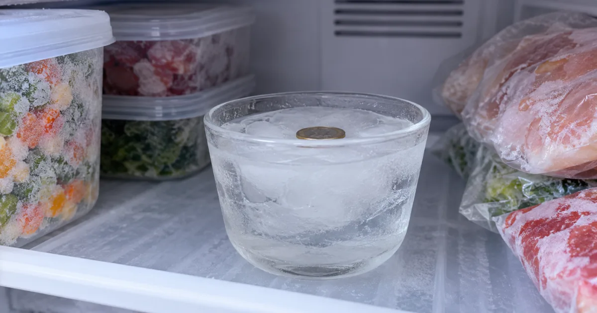 Moeda no gelo mostra mudança no congelador, mas não mede a segurança dos alimentos
