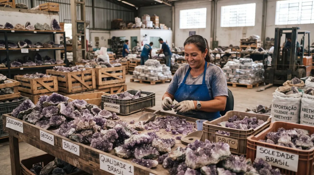 Soledade transforma ametistas e outras pedras em negócio internacional