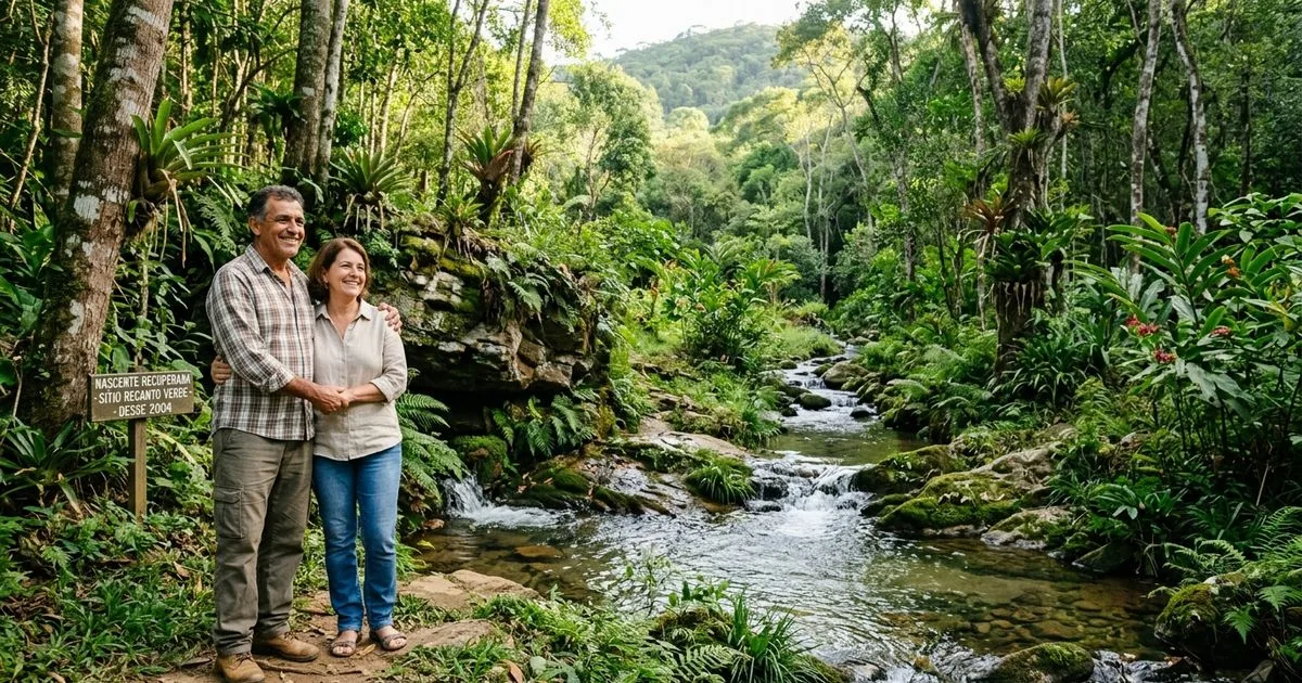 Cercamento e vegetação mudam o destino de nascente em propriedade rural