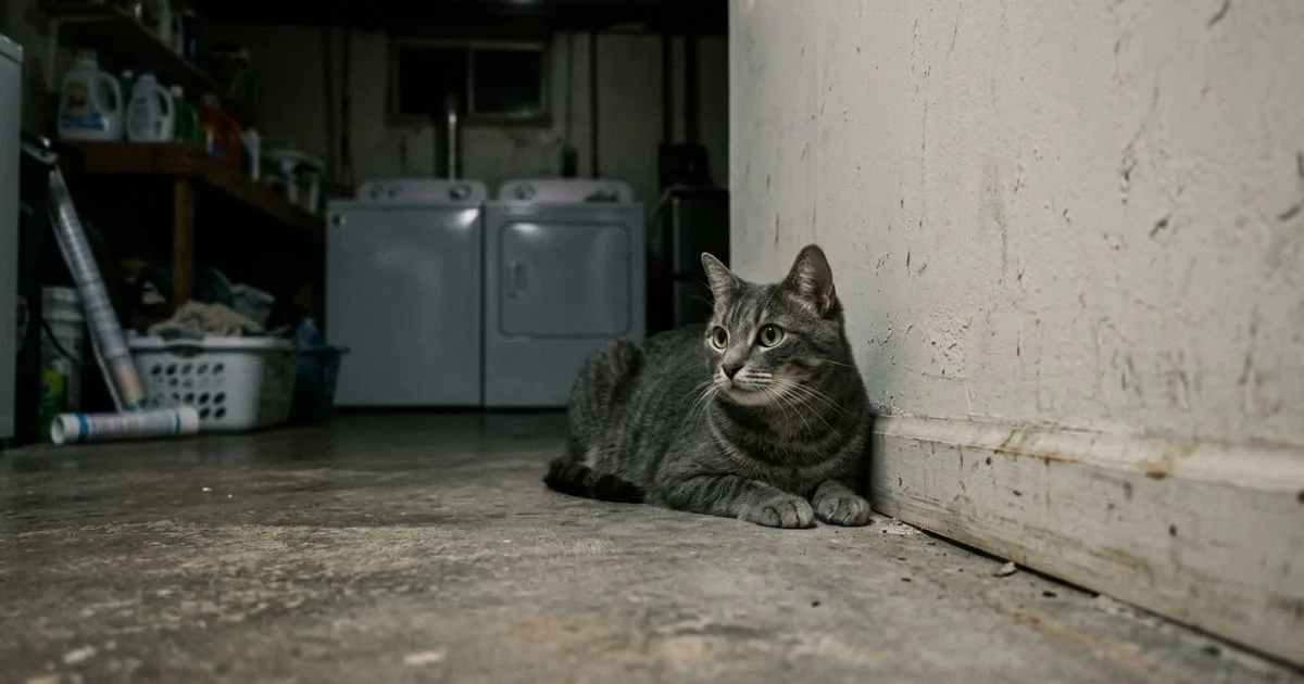 Cheiro e resíduos revelam roedores no vão da lavanderia após mudança de hábito de gato