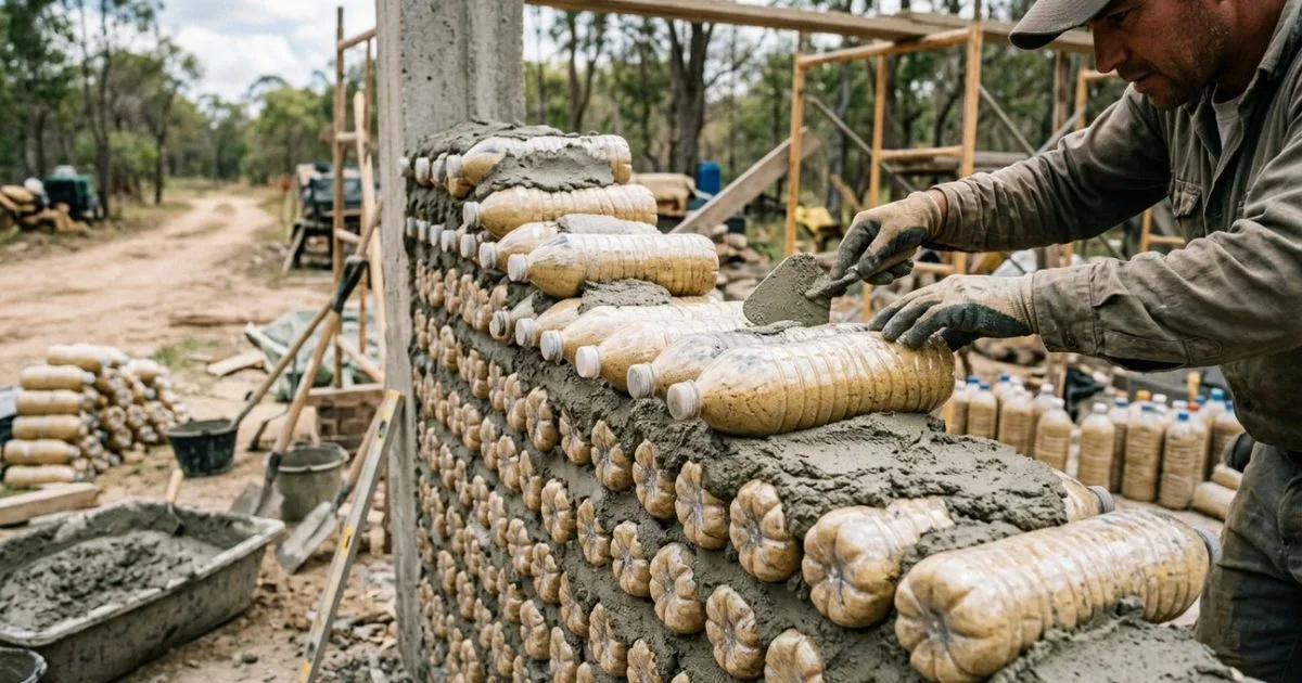 Casal constrói casa em Bangladesh com garrafas plásticas preenchidas com areia