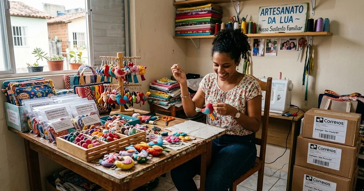 Artesanato feito entre turnos vira principal renda da família de Júlia