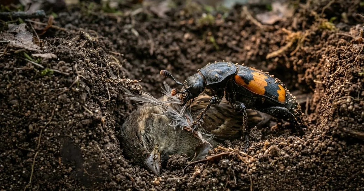 Besouros-coveiros transformam carcaças em abrigo e alimento para as larvas
