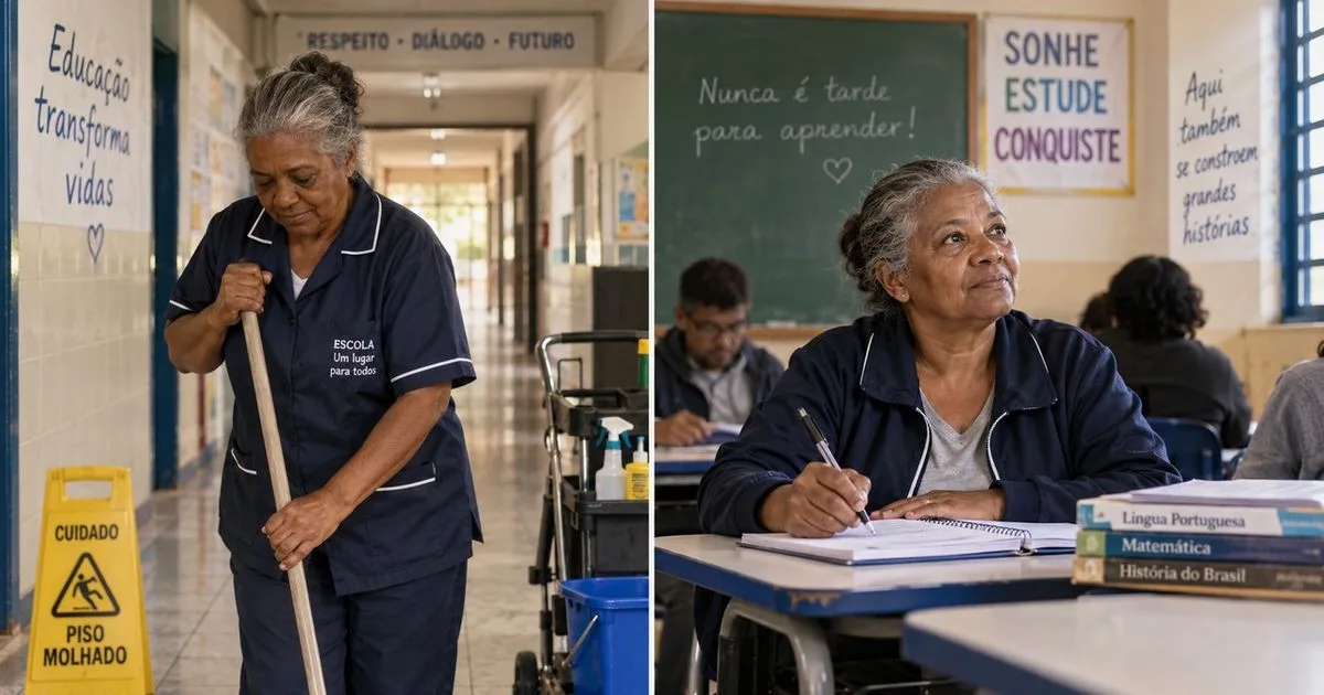 Mensagem lida pela neta leva Lúcia de volta à sala de aula aos 68 anos