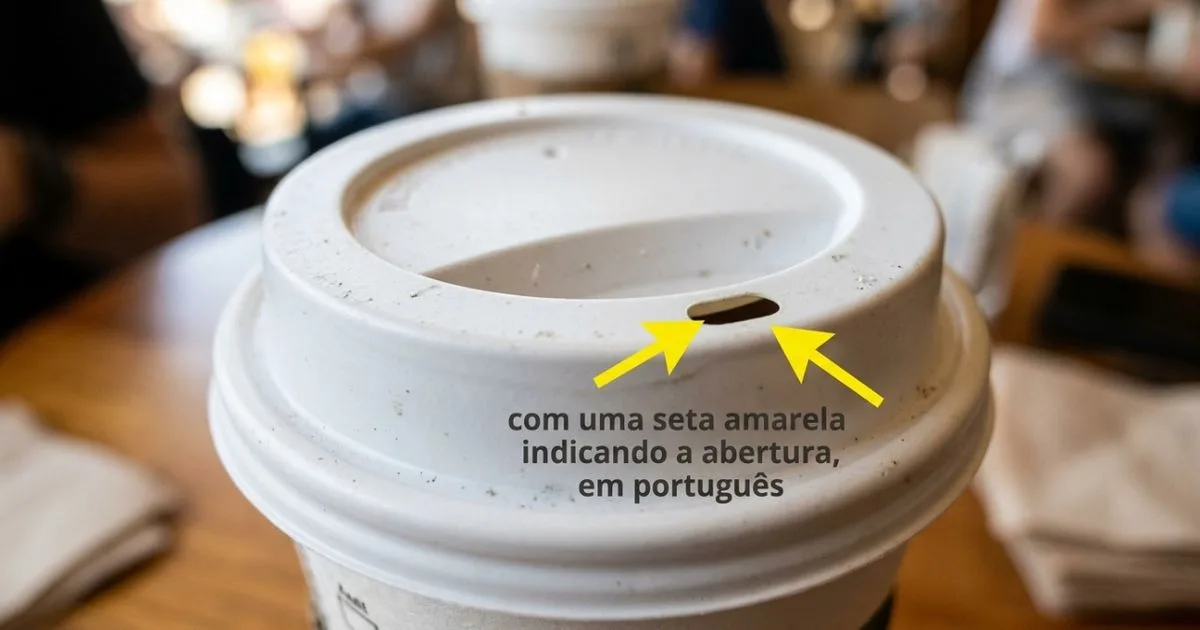 O pequeno furo da tampa do café ajuda a controlar o fluxo da bebida