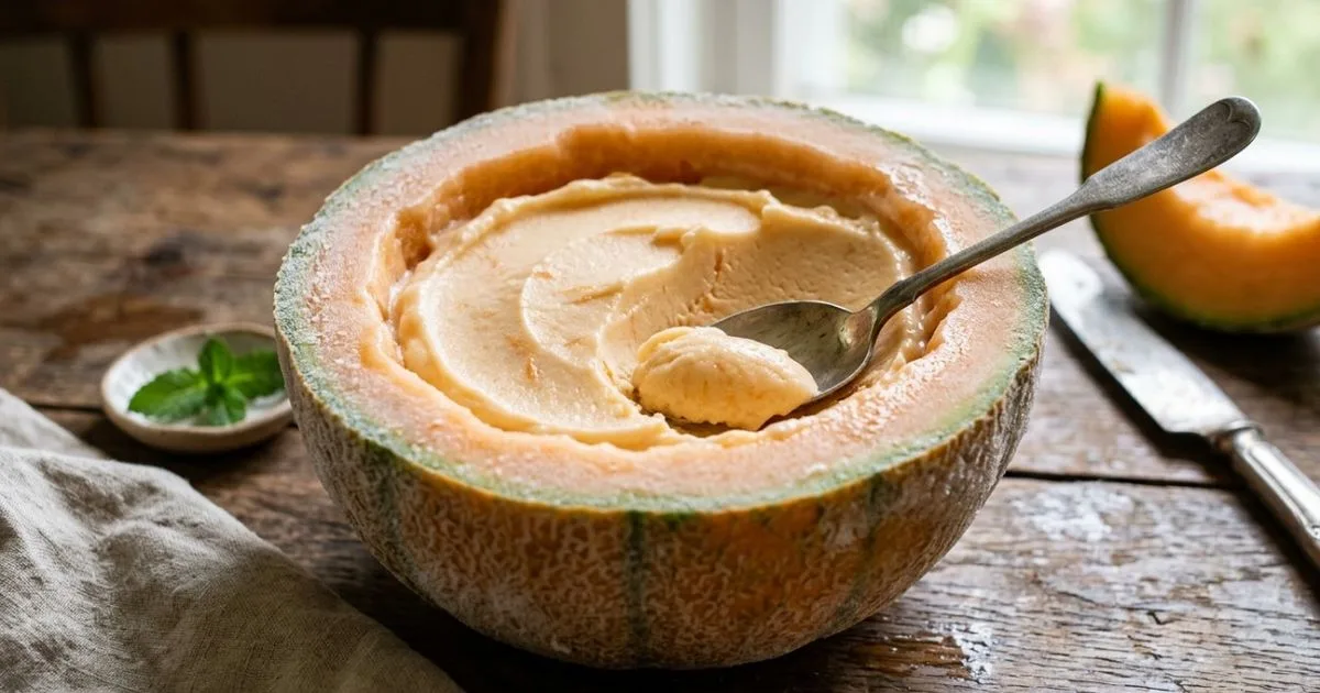 Melão congelado com leite vira sobremesa cremosa sem máquina