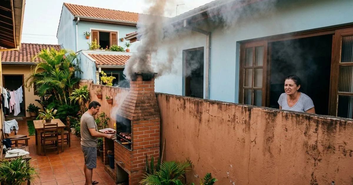 Fumaça de churrasqueira pode gerar conflito mesmo dentro do próprio terreno
