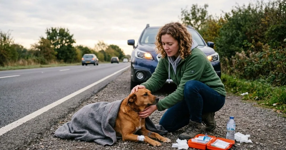 Animal adulto faz motorista manter distância antes de pedir resgate para filhote ferido
