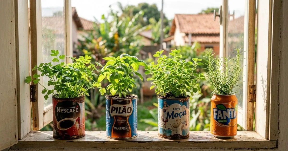Horta em latas muda rotina de compras e refeições após três anos