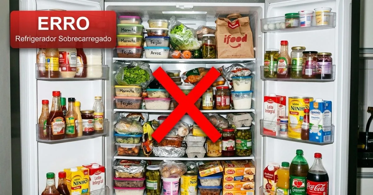Geladeira muito cheia dificulta o resfriamento dos alimentos