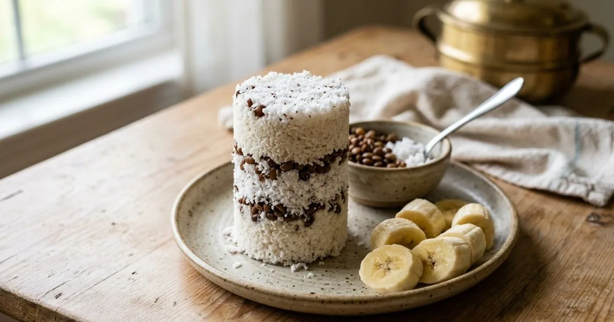 Puttu com feijão-cavalo combina proteína vegetal e preparo no vapor