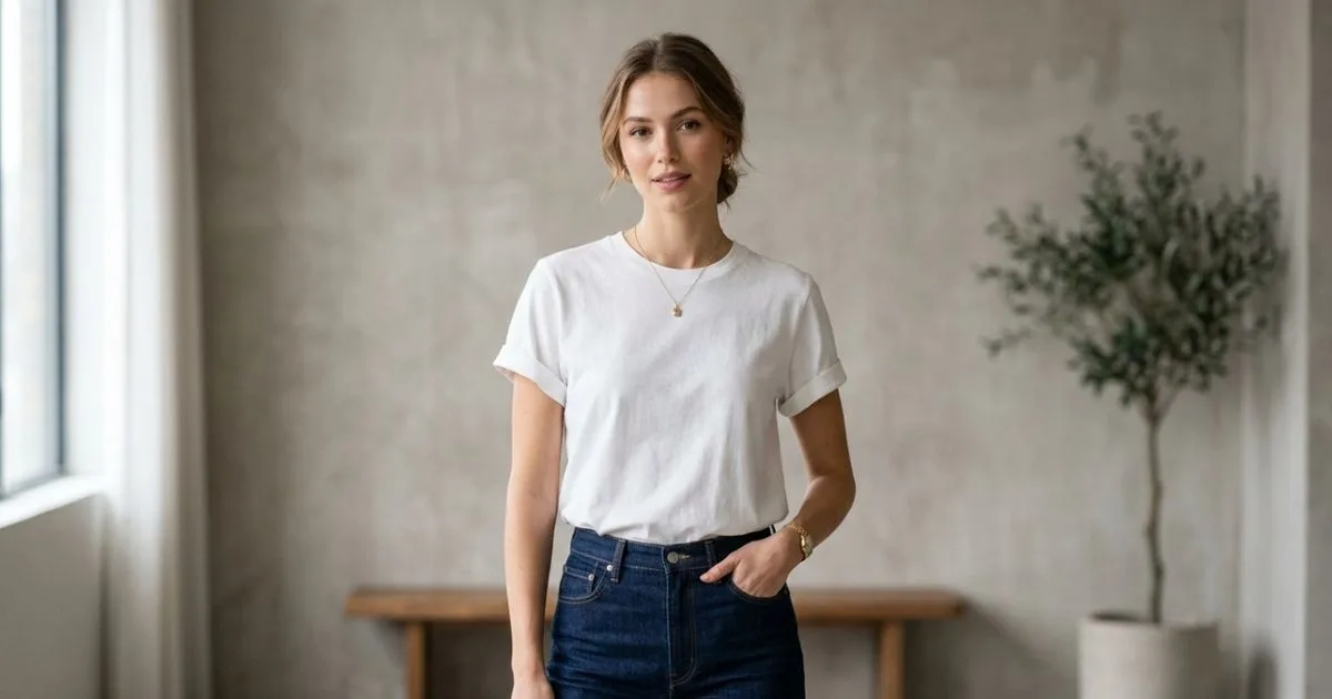 Camiseta branca ganha novos usos com barra, mangas, gola e acessórios