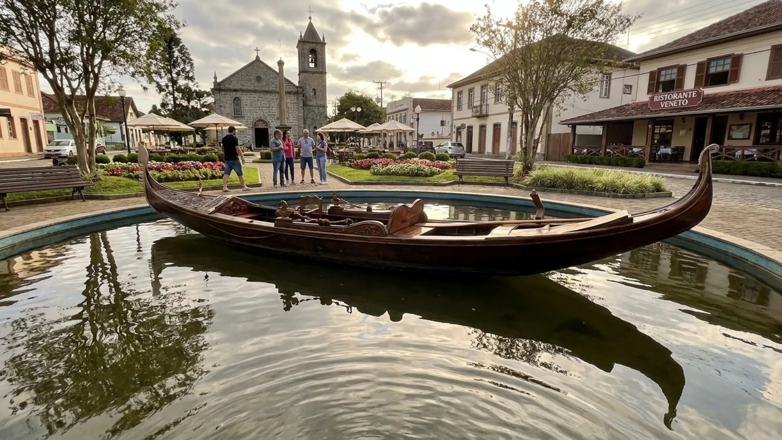 Nova Veneza preserva tradições italianas com gôndola, casas históricas e gastronomia