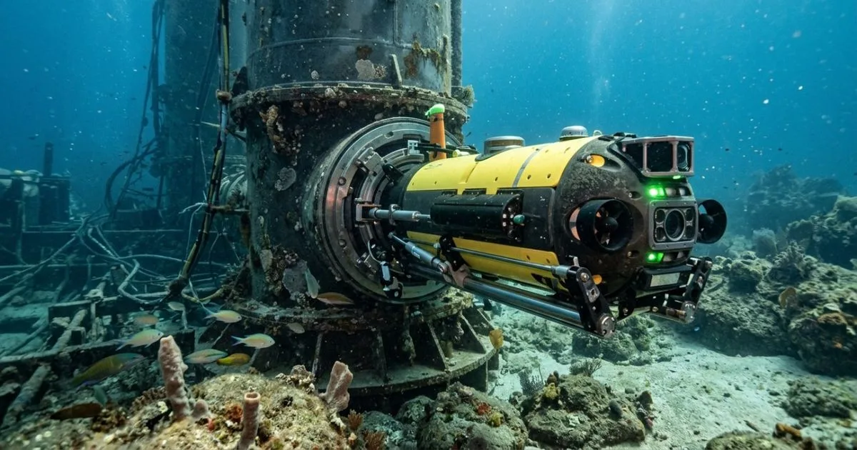 Drone subaquático faz acoplamento e sai de ré de tubo usado em submarinos