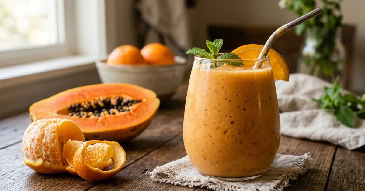 Mamão com laranja preserva fibras quando a bebida não é coada