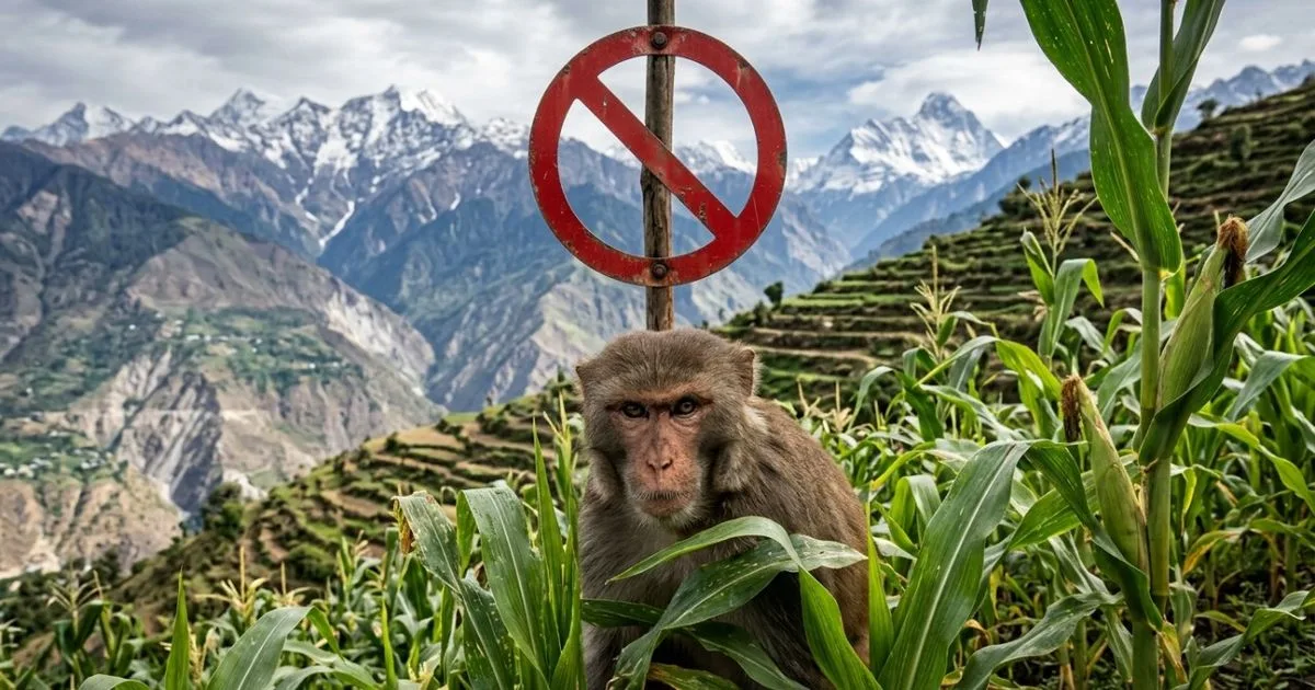 Macacos ameaçam colheitas de milho em terraços agrícolas do Nepal