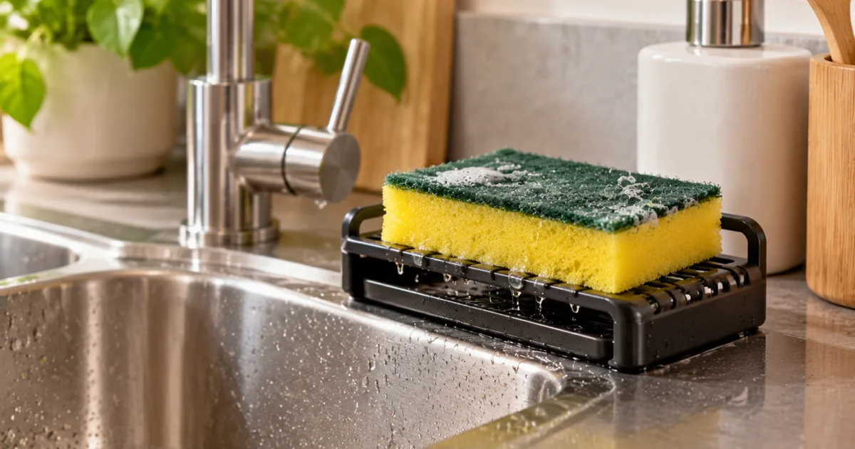 Como guardar a esponja da cozinha para reduzir a umidade