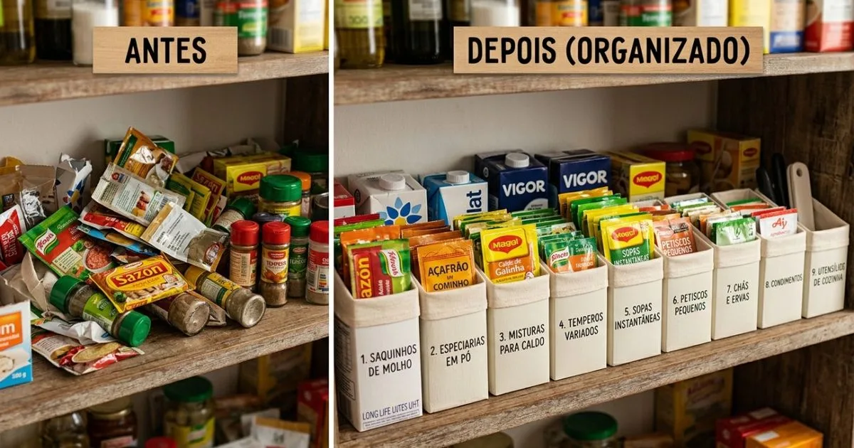 Como transformar embalagens longa vida em divisórias para a despensa
