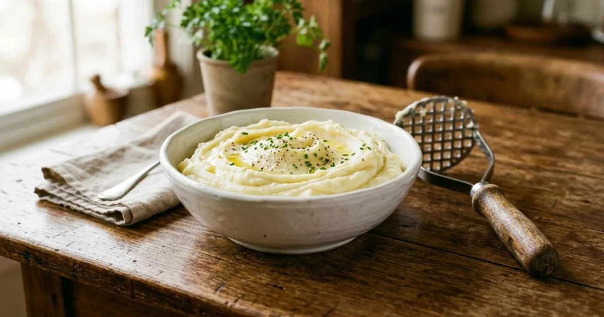 Batata quente e utensílios manuais ajudam a manter o purê sedoso
