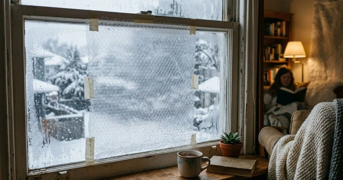Plástico bolha pode reduzir o frio que passa pelas janelas