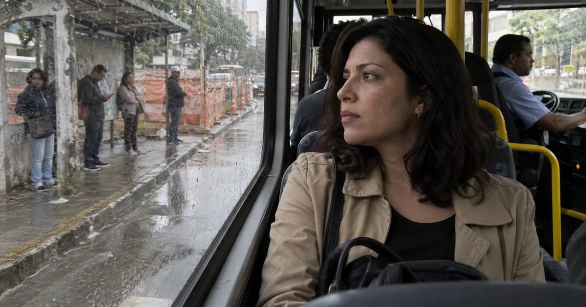 Aviso pouco visível explica mudança temporária em parada de ônibus