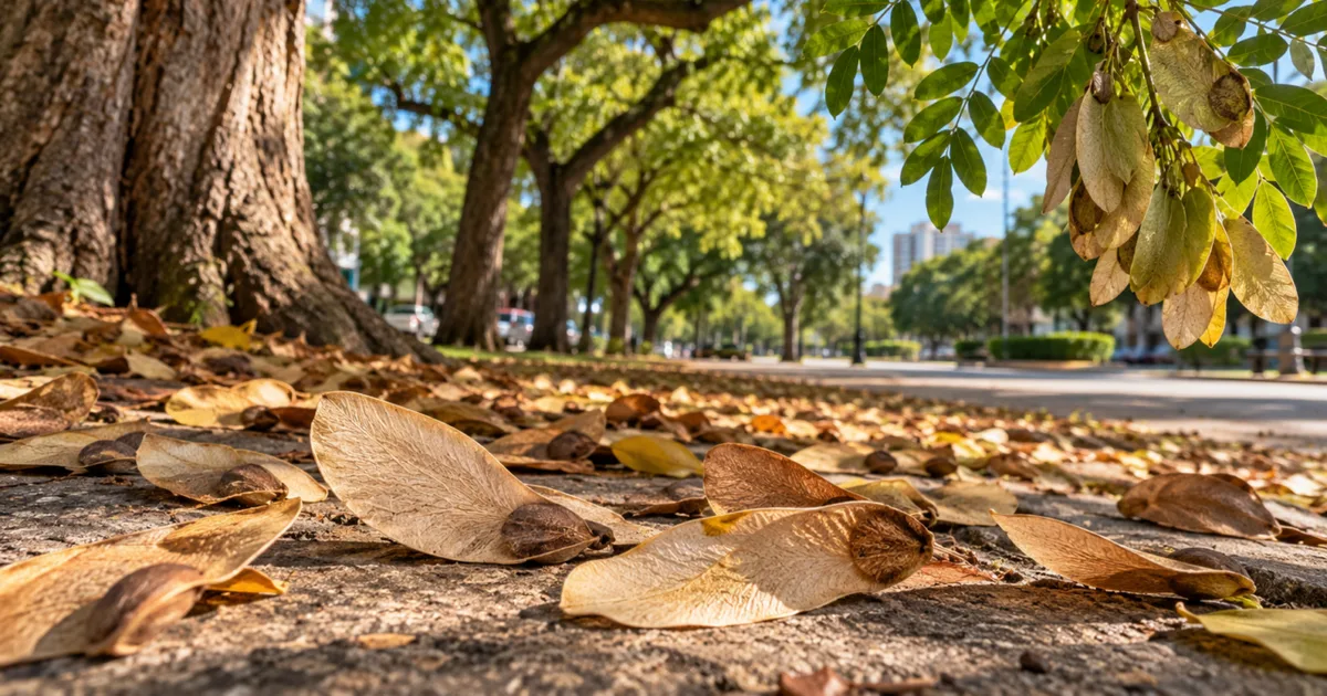 Frutos alados da tipuana ajudam a espalhar sementes pelo vento