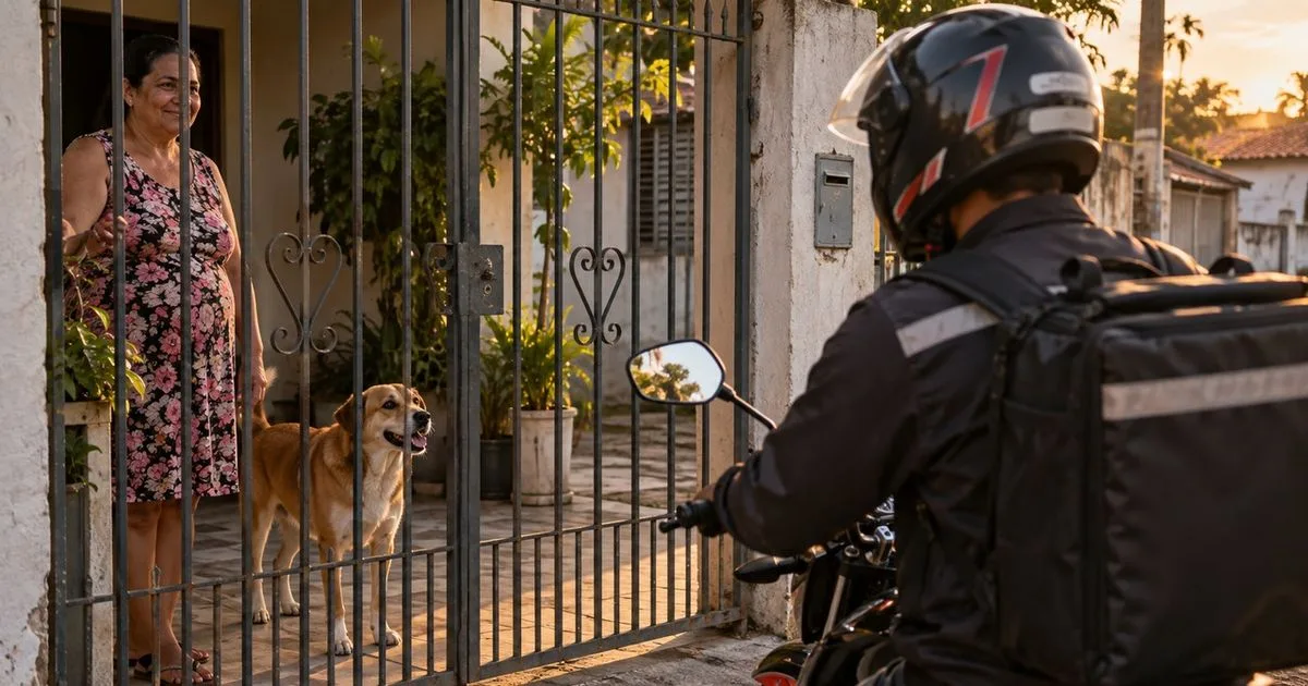 Cachorro aguardava no portão uma parada especial no fim da tarde