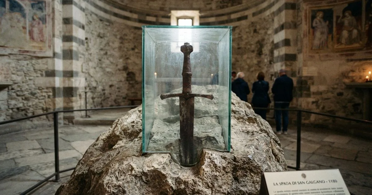 Capela italiana protege espada medieval ligada à conversão de Galgano Guidotti