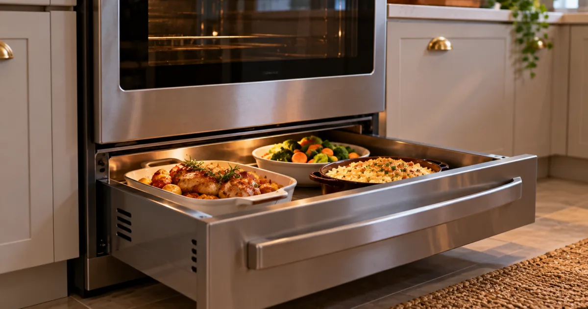Gaveta sob o forno pode aquecer alimentos, armazenar utensílios ou grelhar