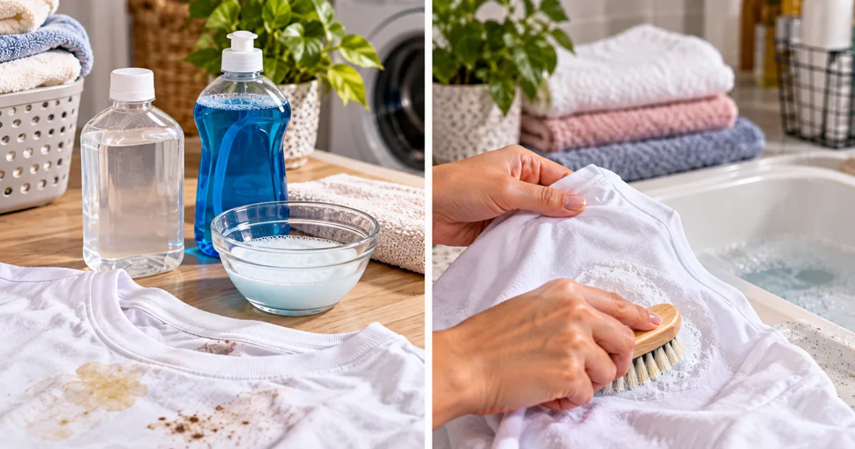 Teste localizado orienta uso de água oxigenada contra manchas em roupas