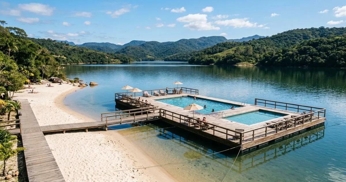 Praia fluvial no Alentejo reúne areia branca e piscinas sobre a represa