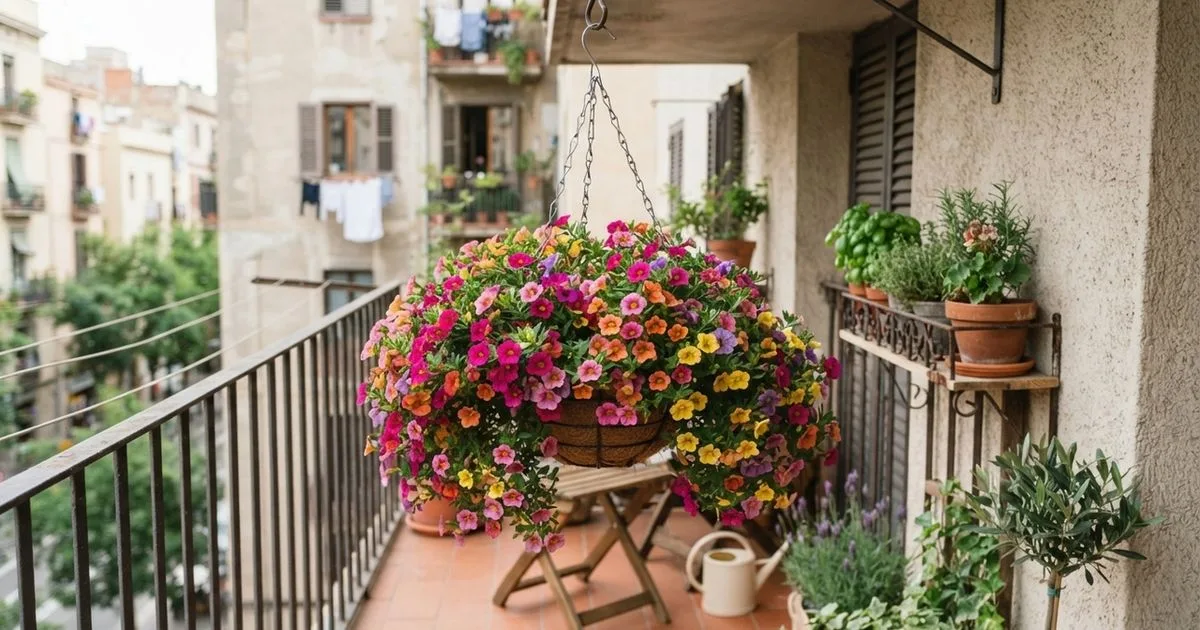 Calibrachoa aproveita vasos suspensos e floresce em varandas pequenas