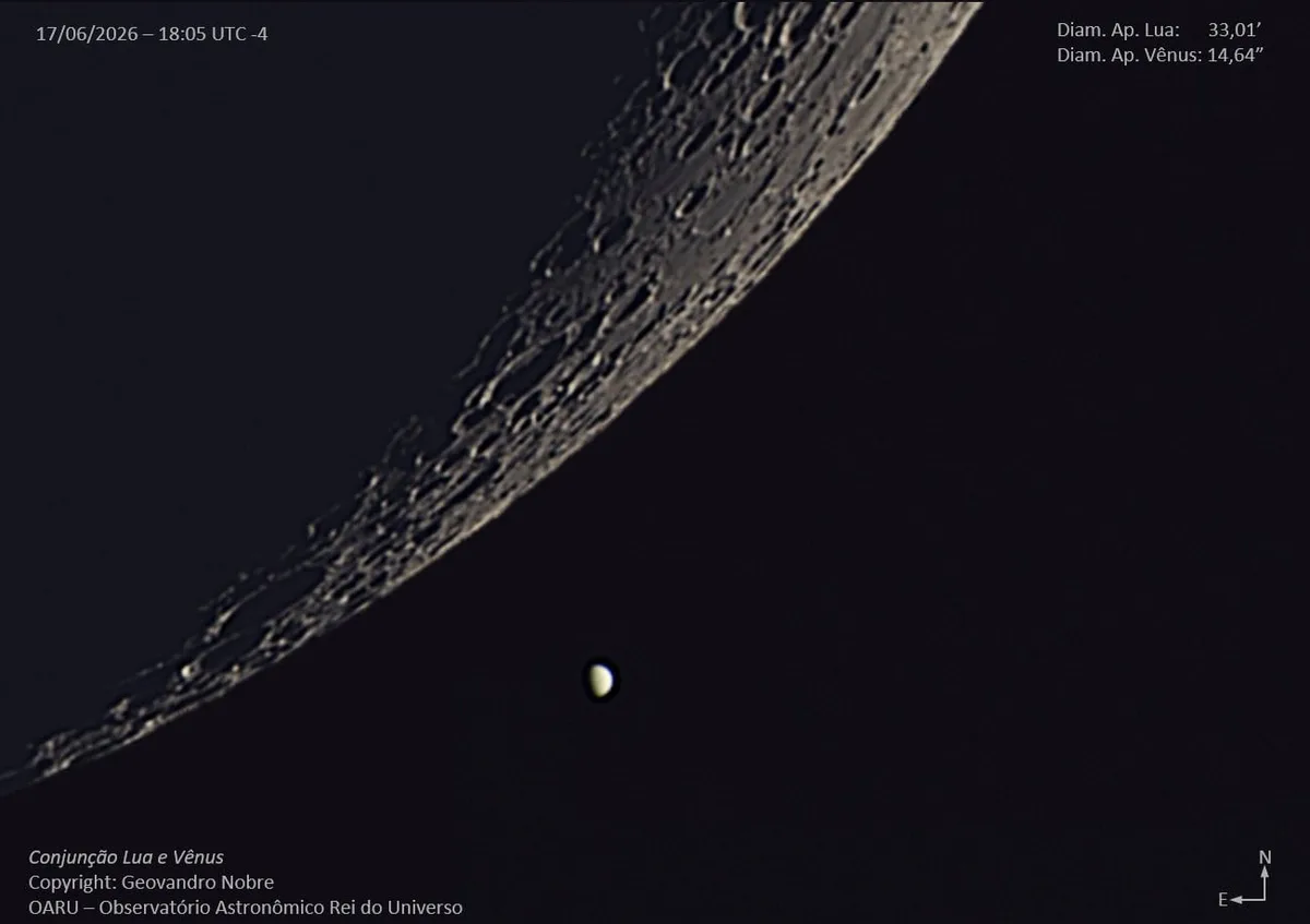 Vênus será ocultado pela Lua, mas encontro poderá ser visto do Brasil
