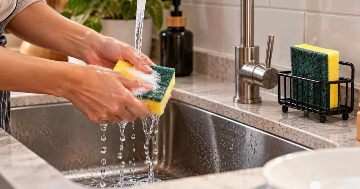 Troque a esponja de cozinha com frequência e deixe-a secar ao ar