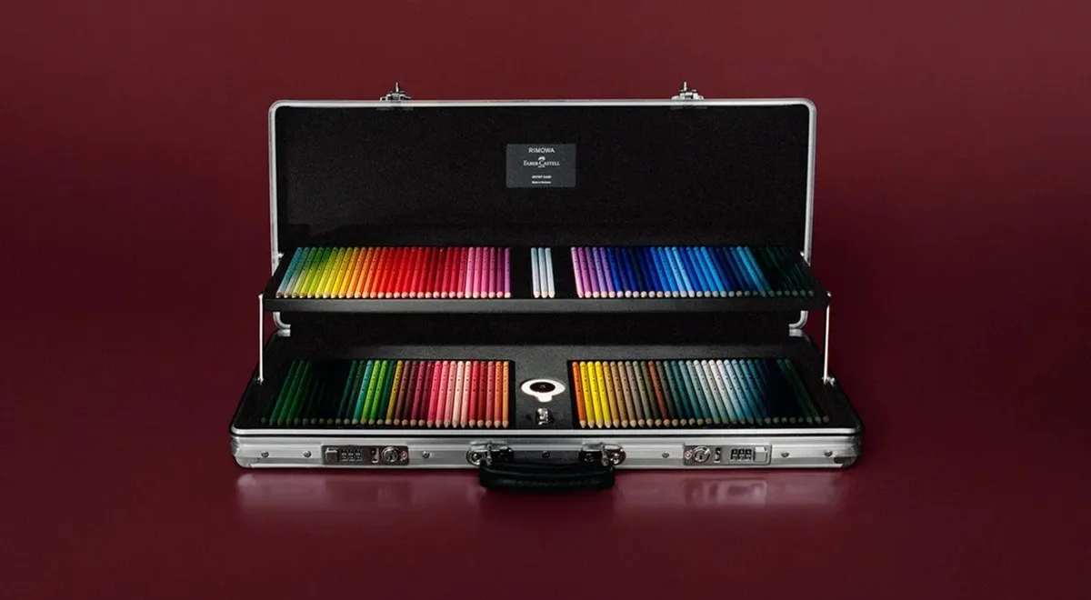 Rimowa e Faber-Castell lançam estojo de arte com acabamento de platina