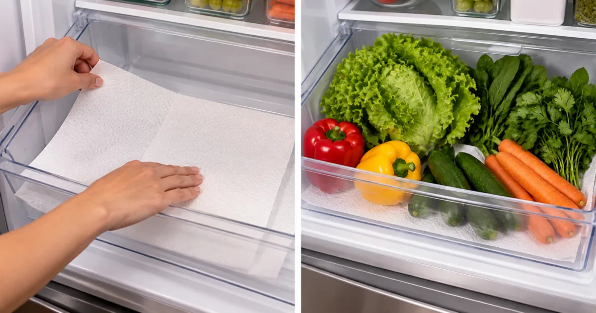 Papel-toalha na gaveta ajuda a controlar a umidade das verduras