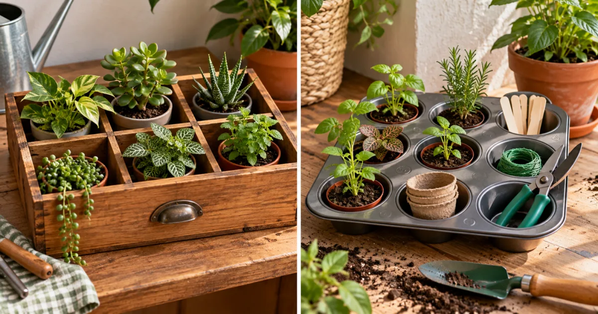 Como reaproveitar objetos com divisórias para organizar plantas