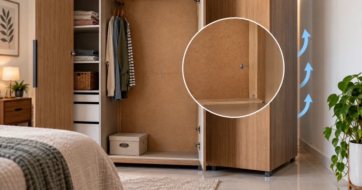 Fundo do guarda-roupa ajuda na estabilidade e pode favorecer a ventilação