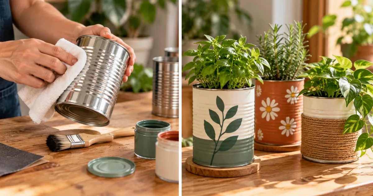 Como transformar latas de leite vazias em vasos para plantas pequenas